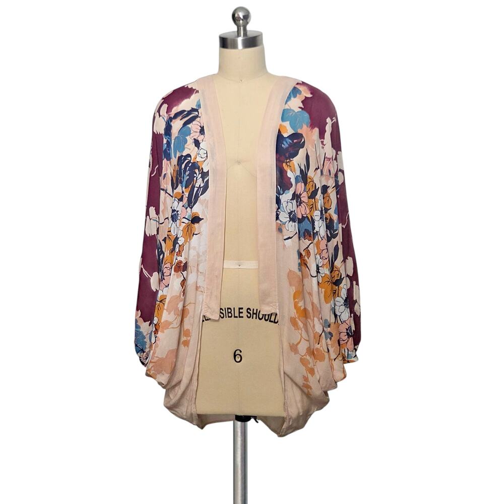 Vintage MERONA Lightweight Airy Flowy Floral Kimono Top Shirt OS